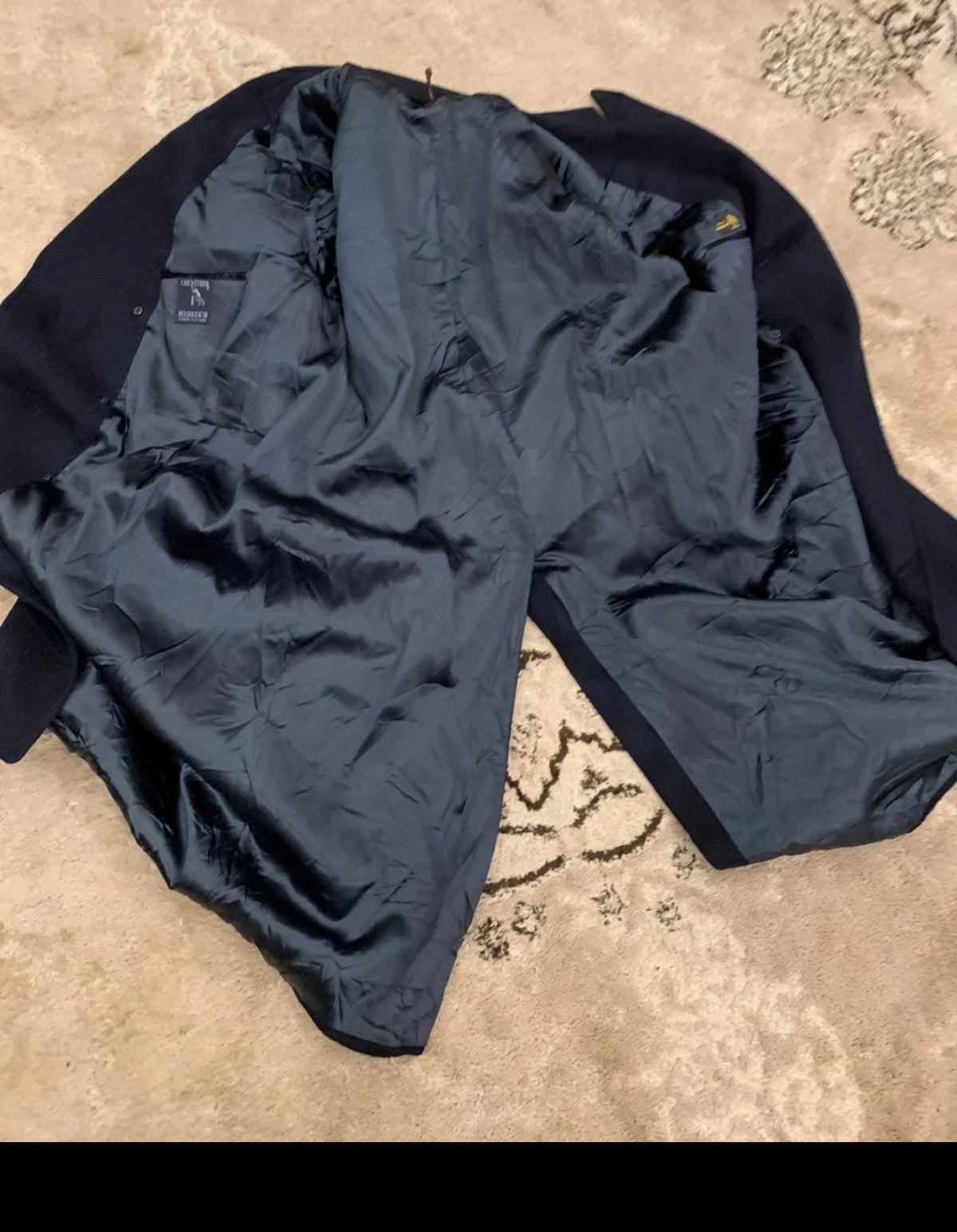 1980s Vintage Cricketeer pure wool double breasted navy over coat 46R 46L XL