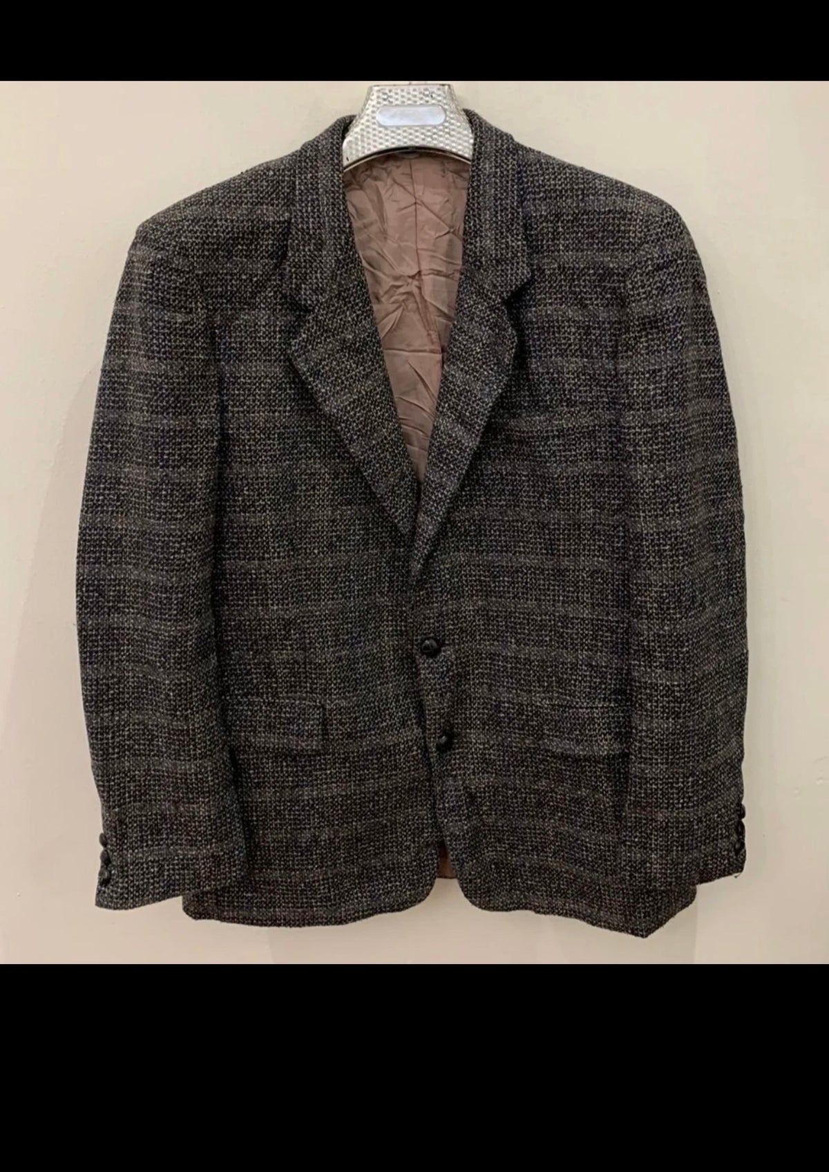 Vintage Alpaca wool tweed camouflage plaid classic unique jacket blazer 42R