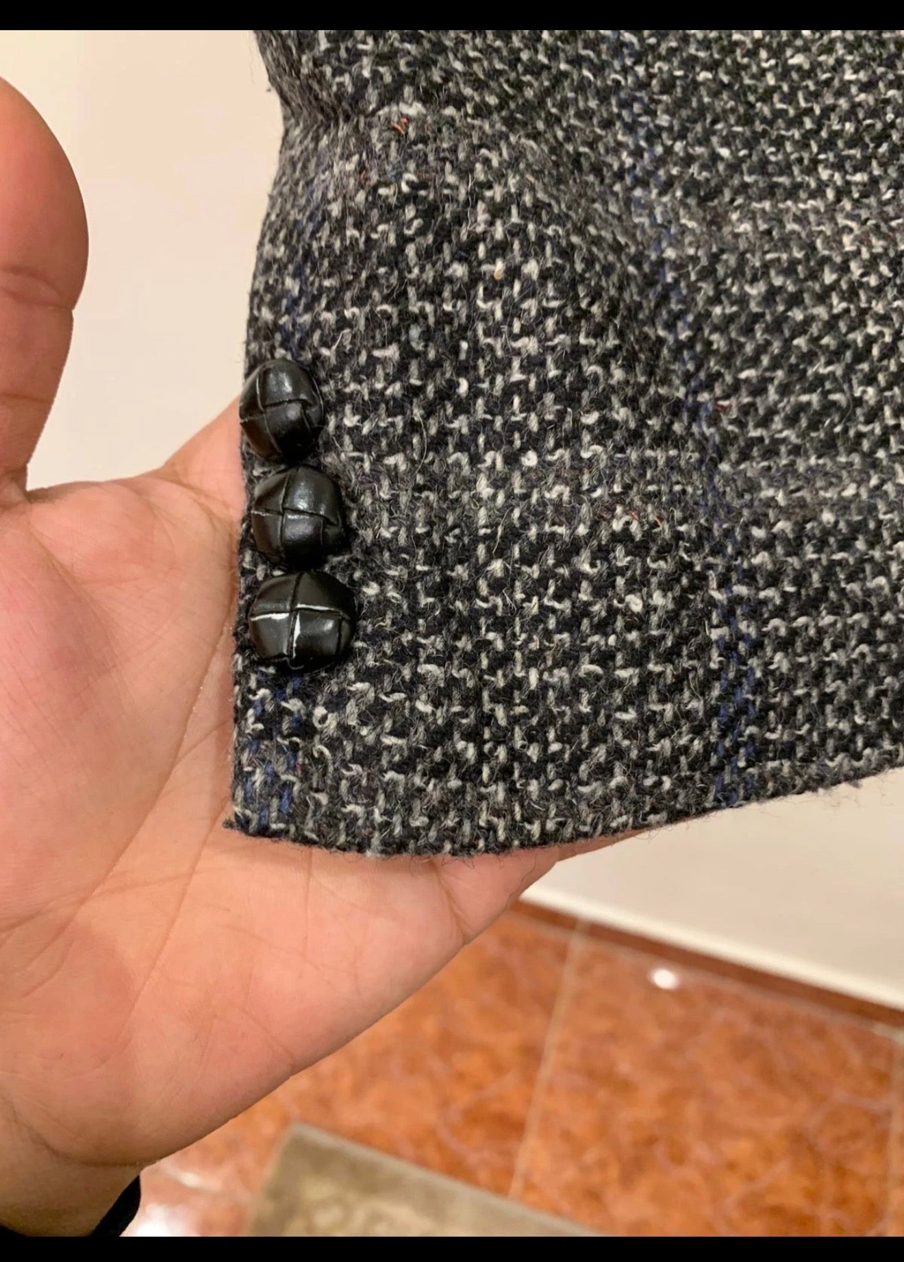 Vintage Alpaca wool tweed camouflage plaid classic unique jacket blazer 42R