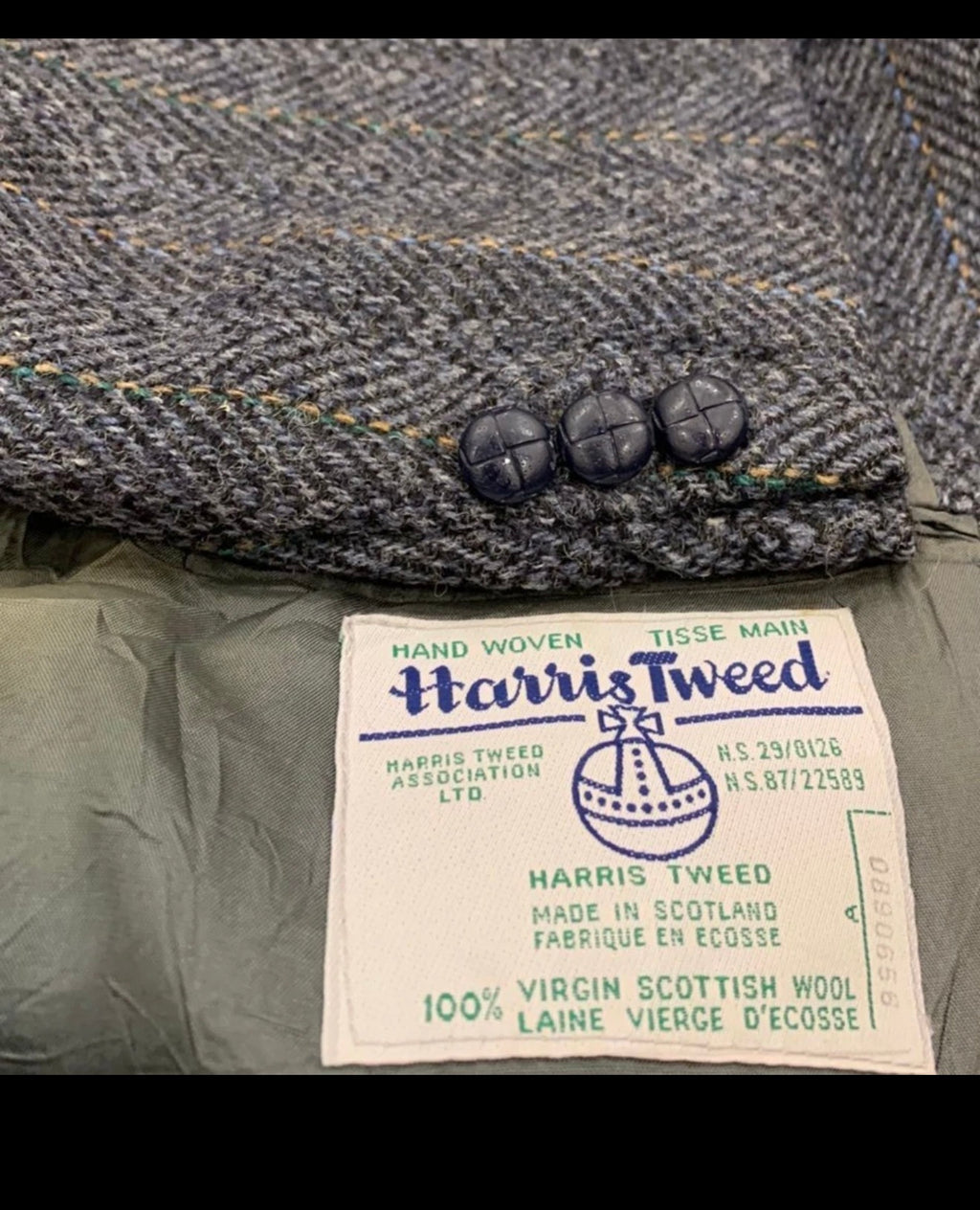 Vintage Harris Tweed pure wool handwoven striped hunting jacket blazer 40R
