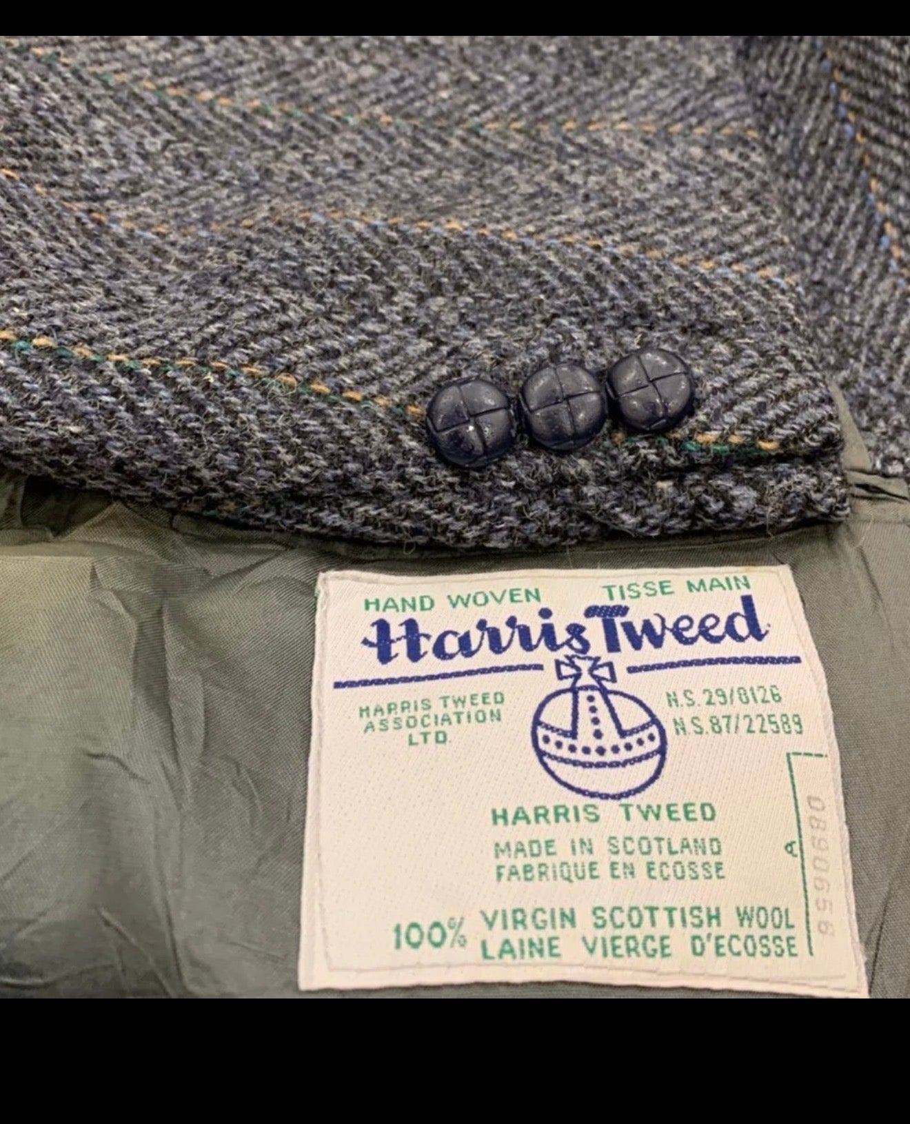 Vintage Harris Tweed pure wool handwoven striped hunting jacket blazer 40R