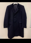 Vintage Austin Reed pure wool navy Classic velvet collar over coat 42R 42L