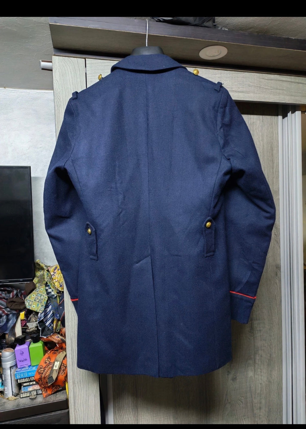 1970s Vintage pure woollen wool gold button military army navy jacket coat 36R