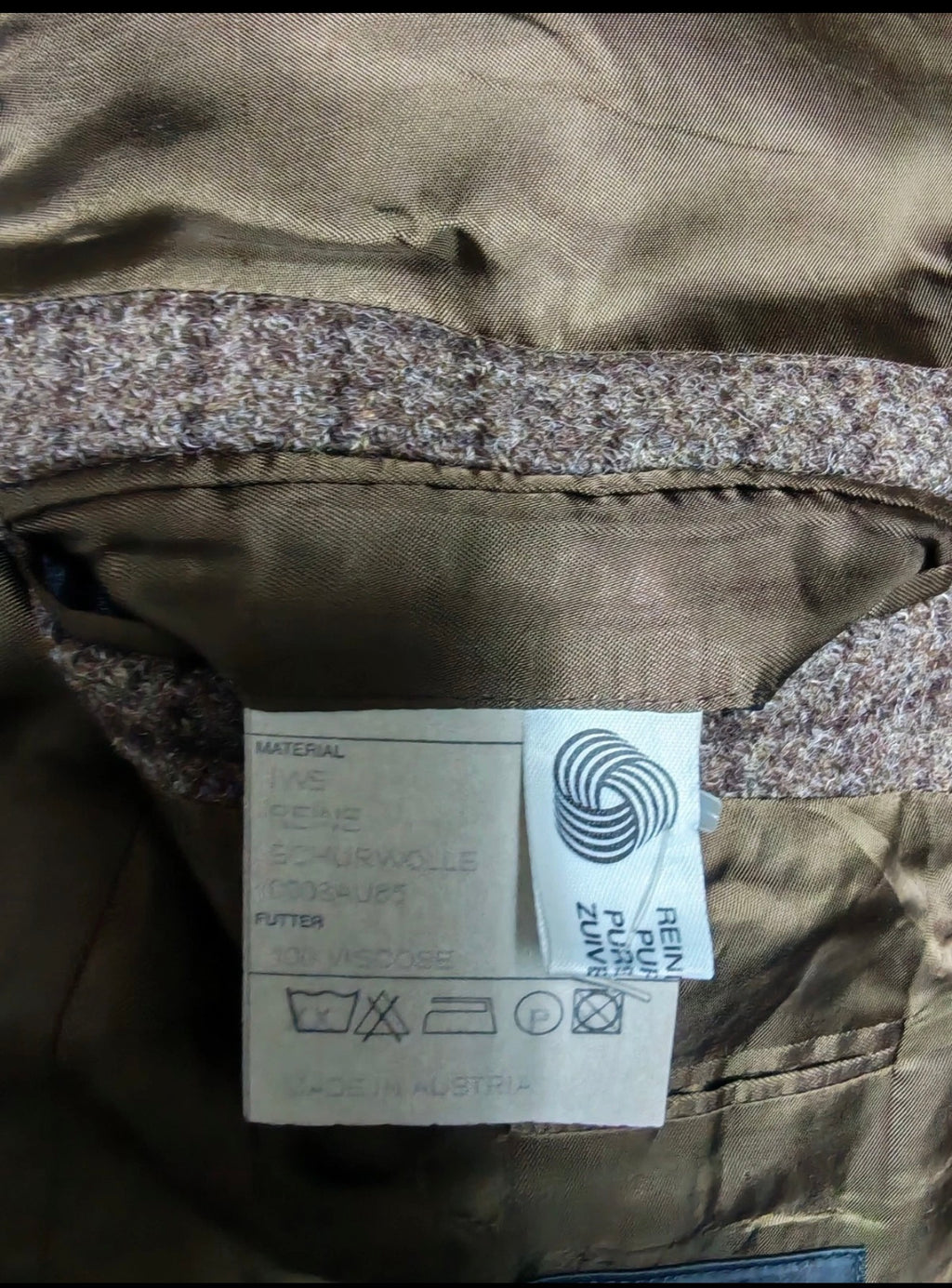 Vintage pure wool handwoven tweed Windowpane plaid brown jacket blazer 42R