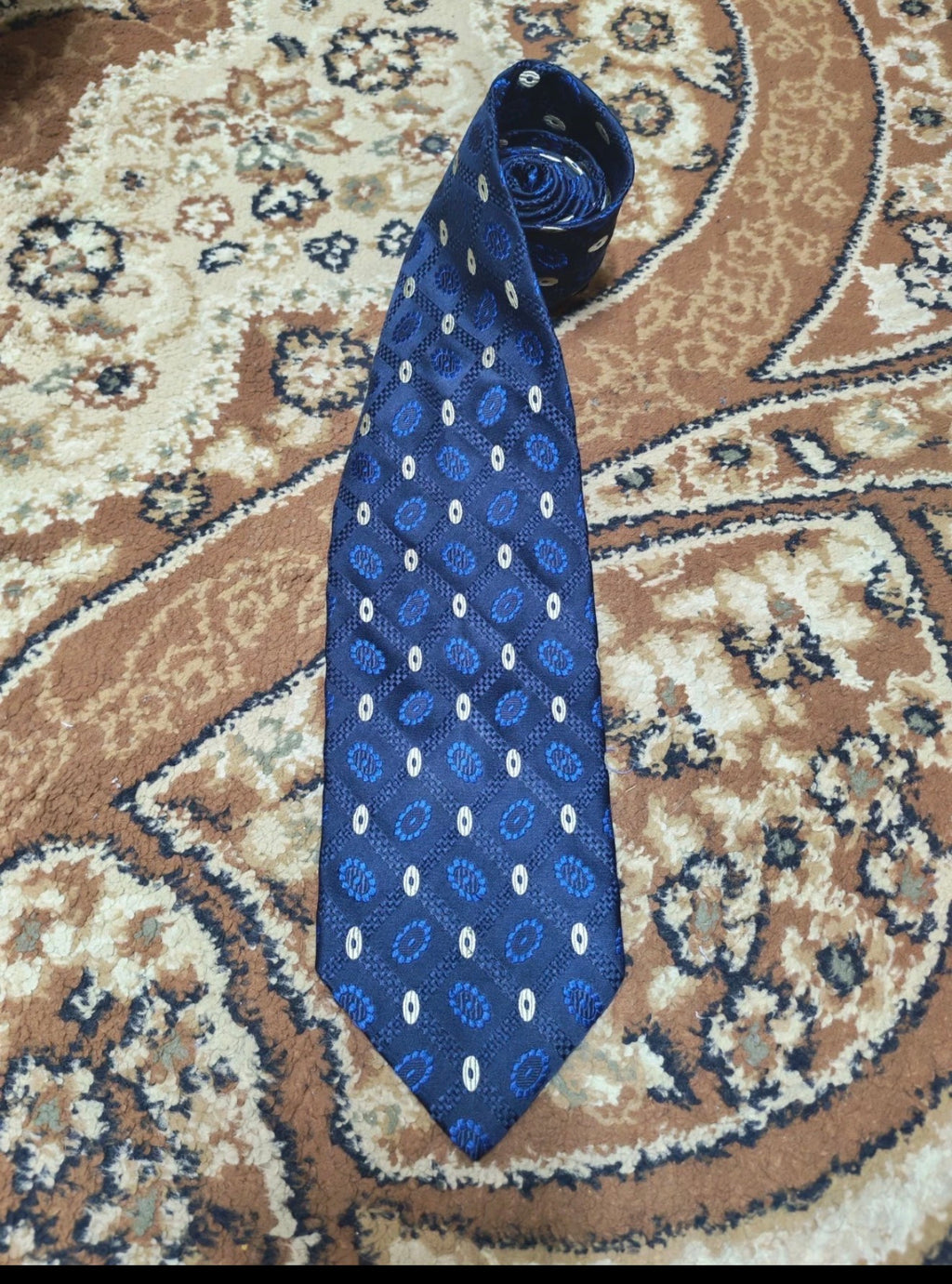 mens vintage Pal Zileri 100% all silk luxury Retro geometric navy neck tie