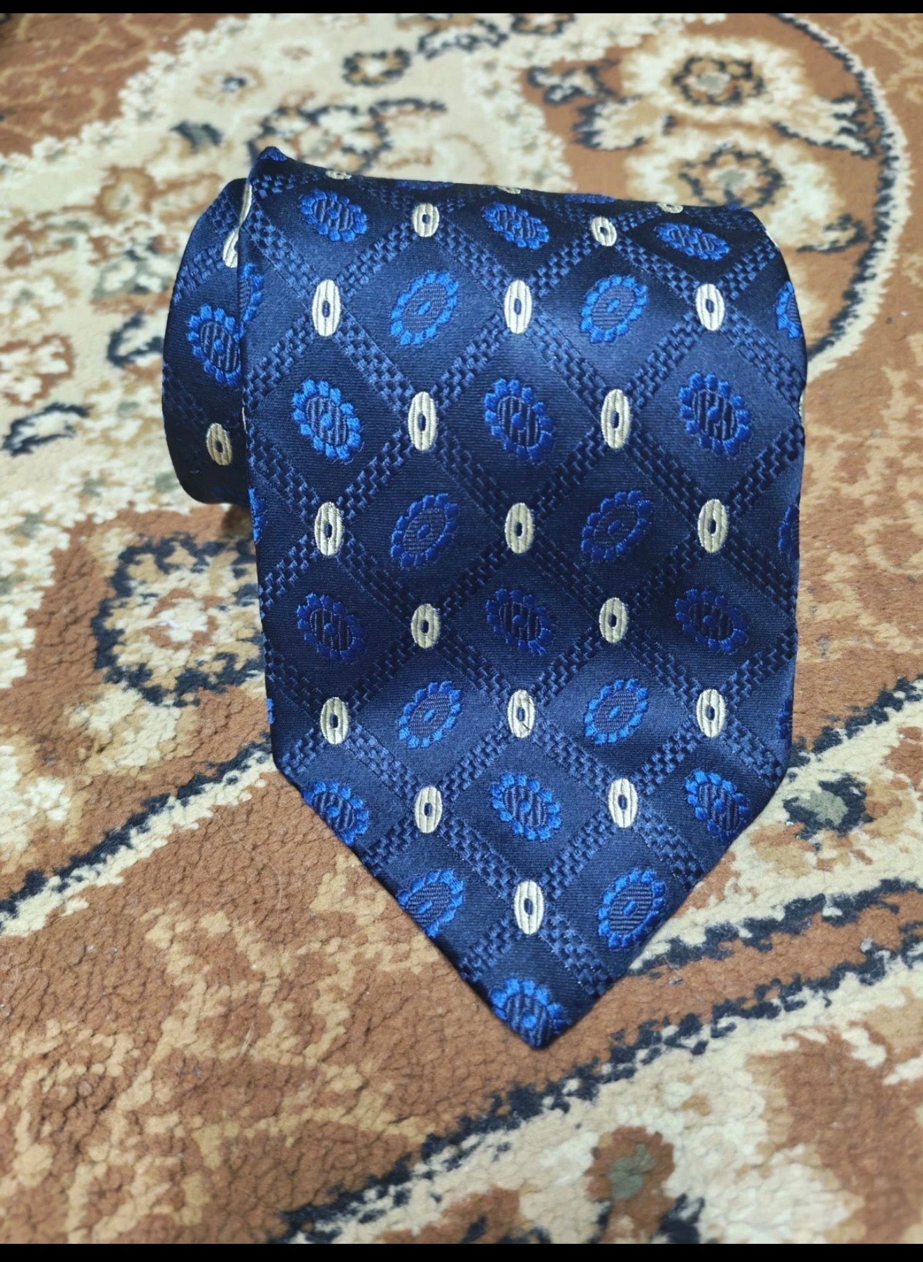mens vintage Pal Zileri 100% all silk luxury Retro geometric navy neck tie