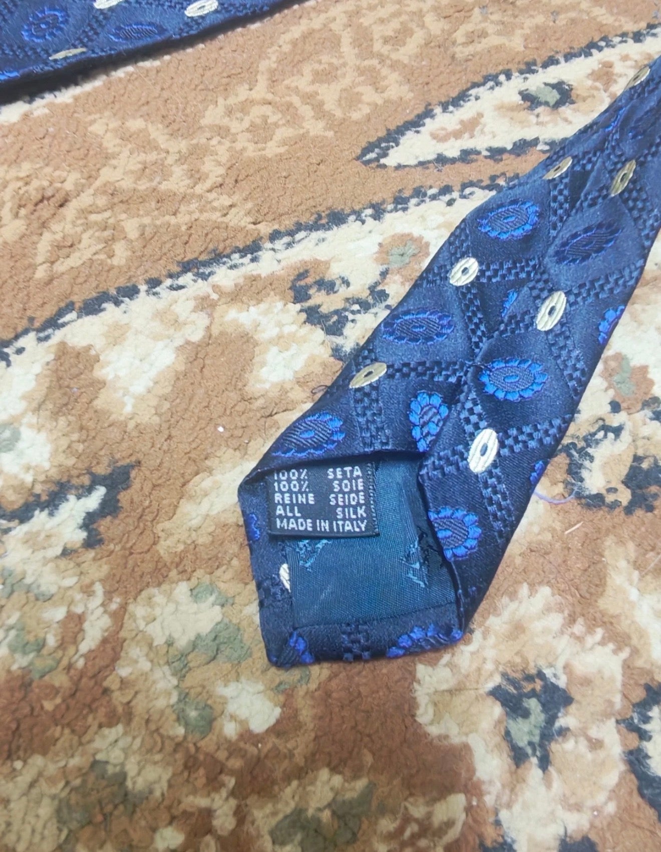 mens vintage Pal Zileri 100% all silk luxury Retro geometric navy neck tie