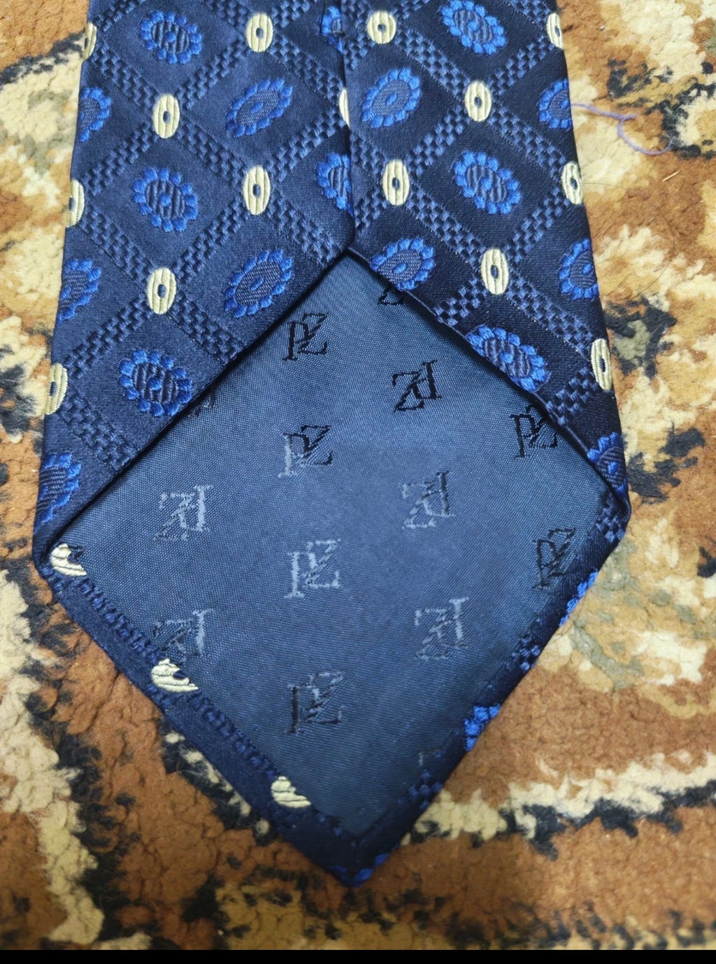 mens vintage Pal Zileri 100% all silk luxury Retro geometric navy neck tie