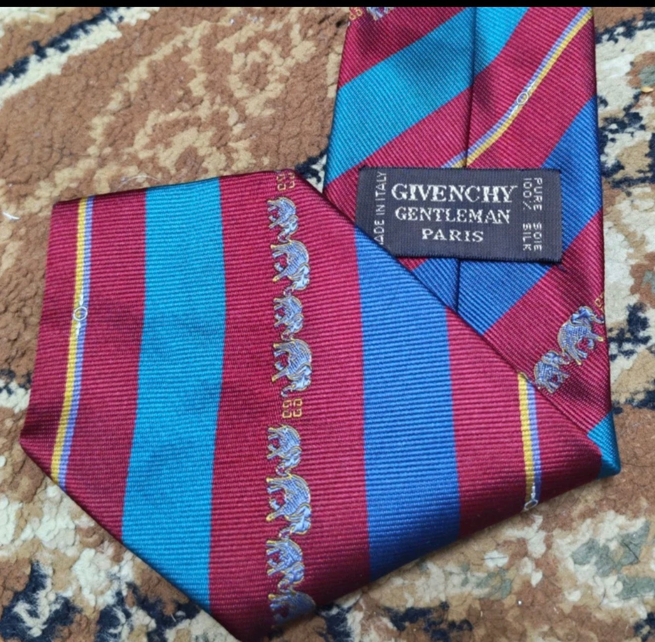 mens vintage Givenchy 100% all silk classic retro luxury striped motif neck tie