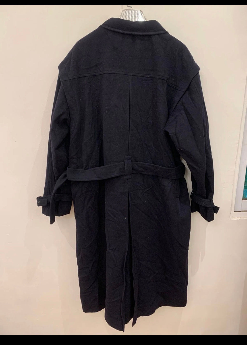 Vintage Bogner pure wool classic belted navy long over coat 50R 2XL