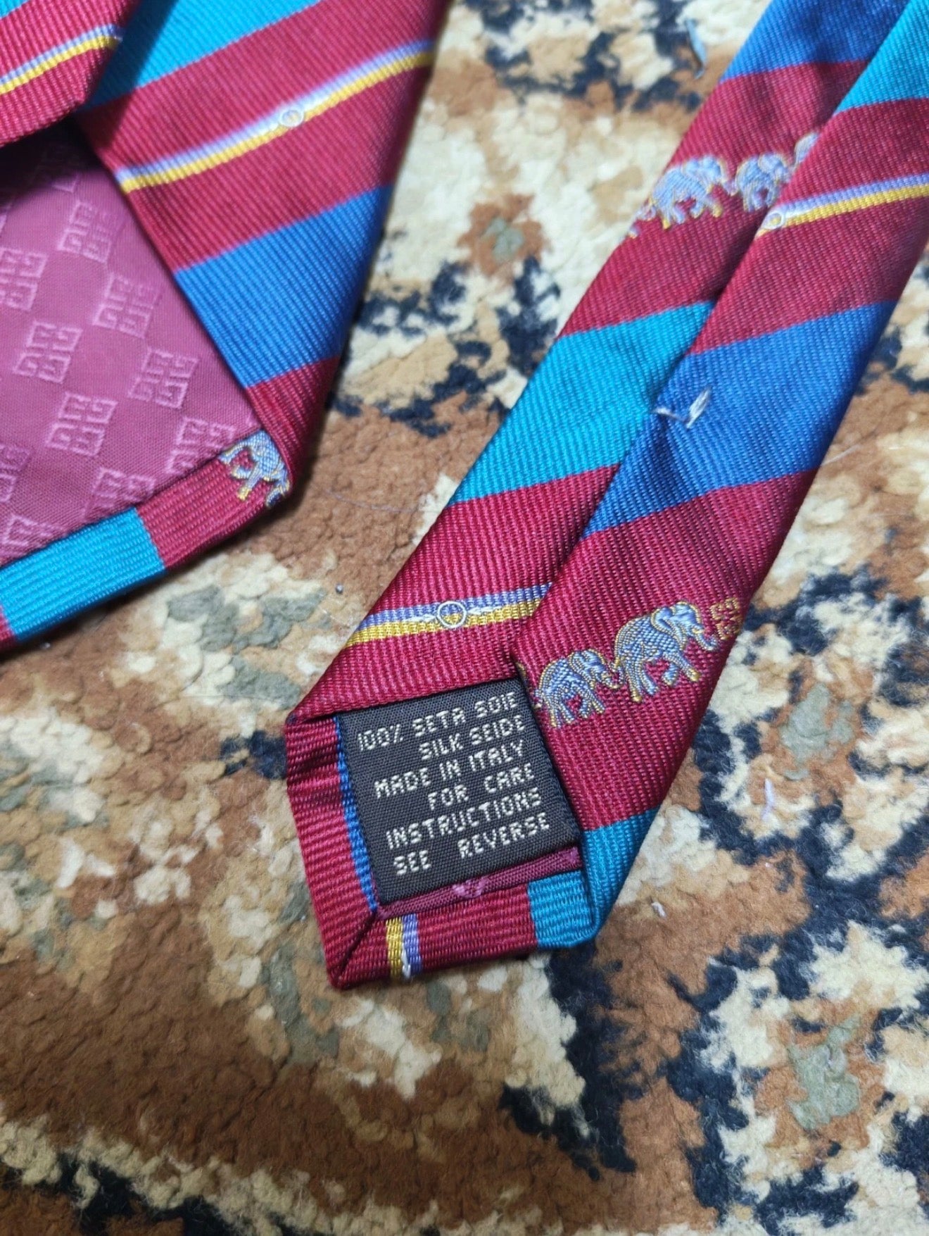 mens vintage Givenchy 100% all silk classic retro luxury striped motif neck tie