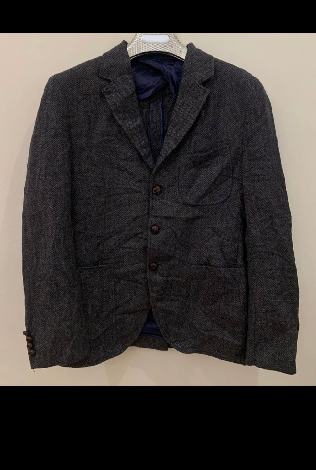 Vintage pure wool handwoven Tweed herringbone hunting jacket blazer 38R