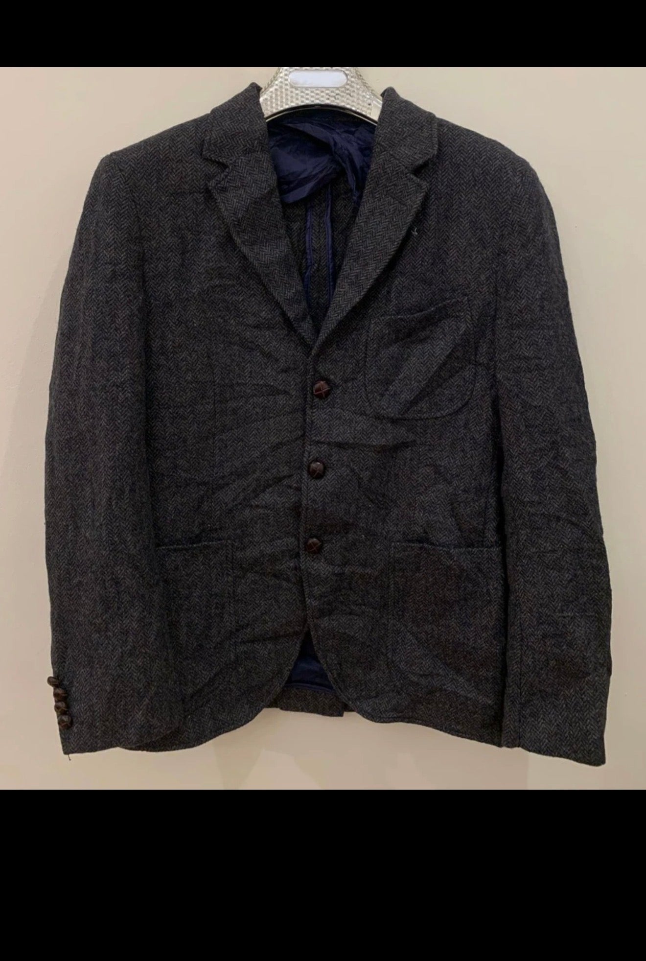 Vintage pure wool handwoven Tweed herringbone hunting jacket blazer 38R