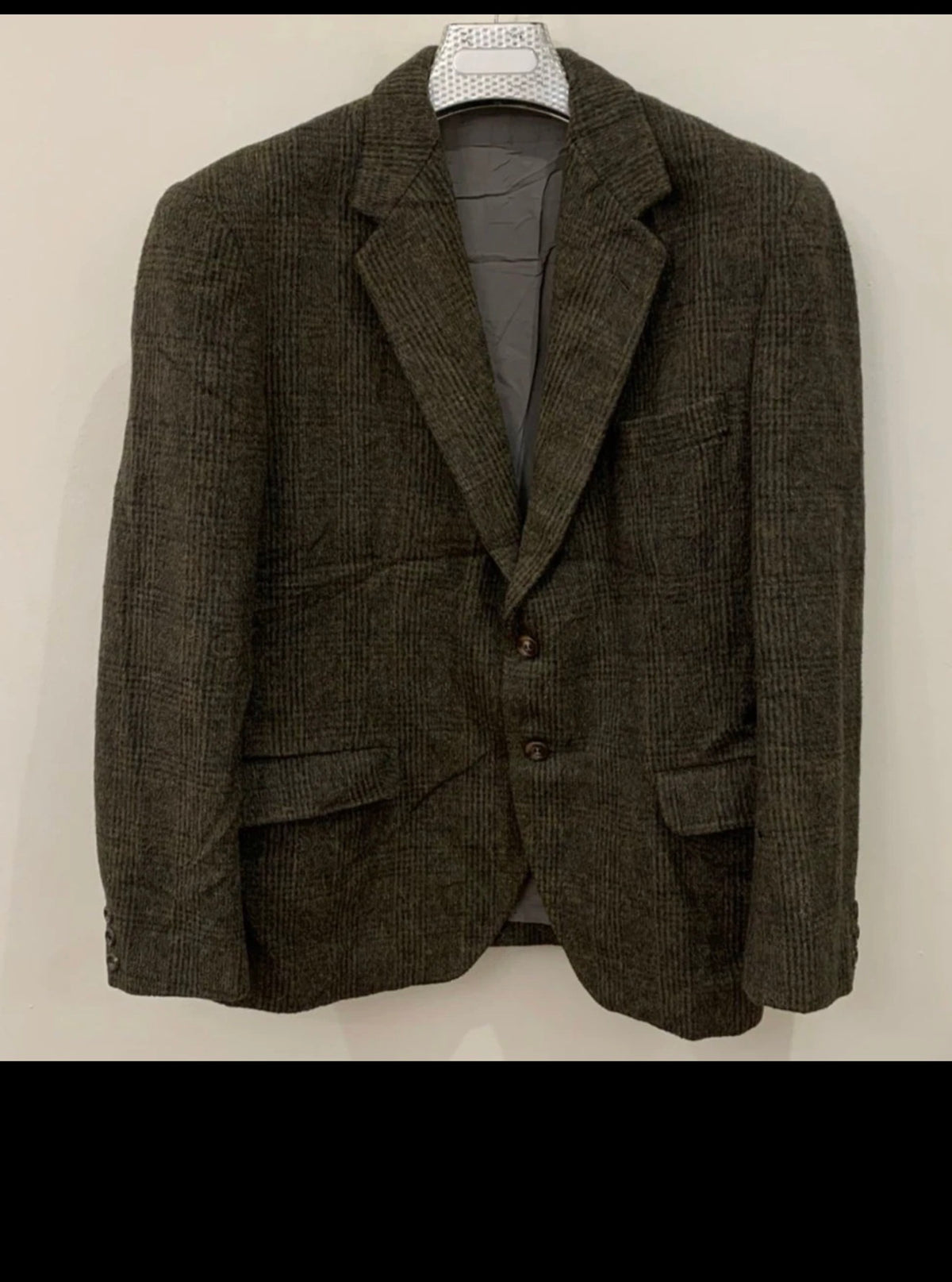 Vintage wool mohair blend glen check brown classic jacket blazer 40R