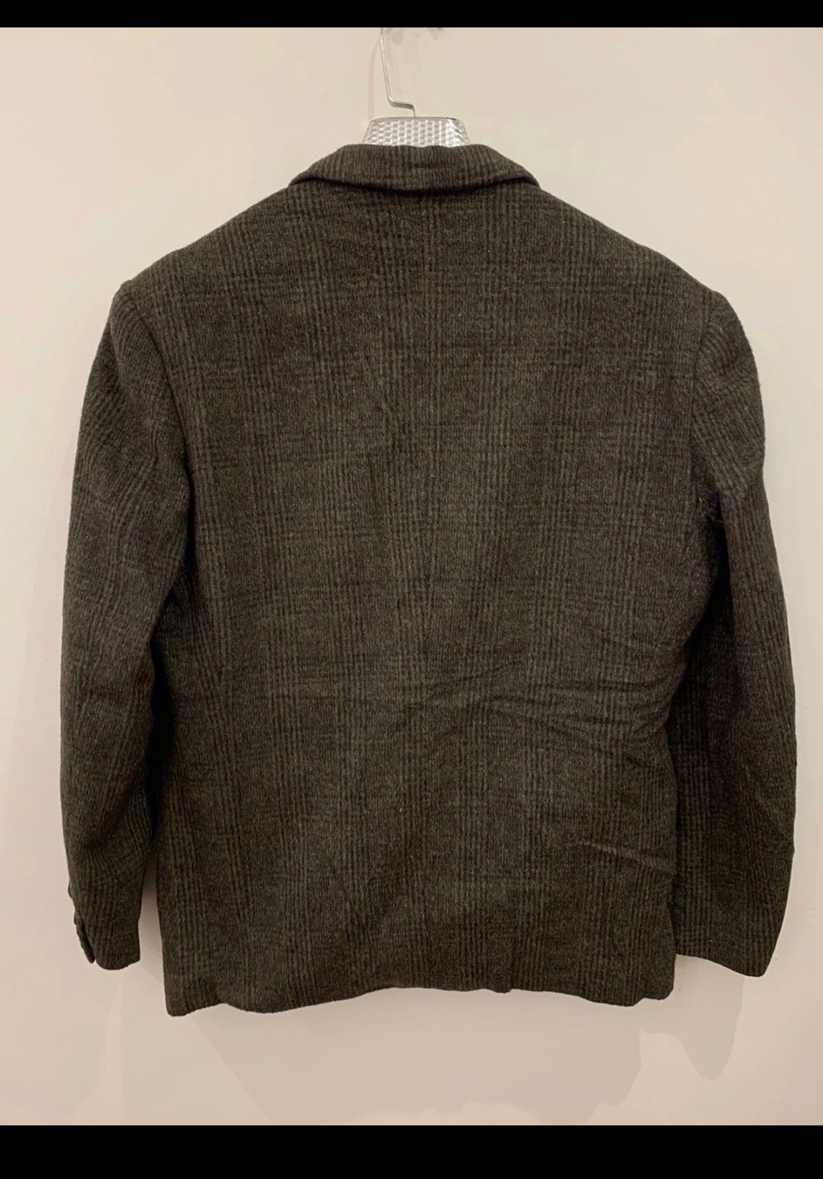 Vintage wool mohair blend glen check brown classic jacket blazer 40R