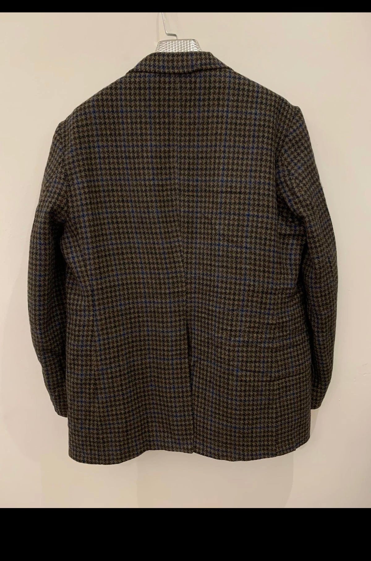 1970s Vintage houndstooth pure wool handwoven tweed hunting jacket blazer 44R