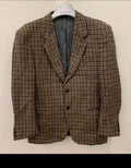 Vintage houndstooth Alpaca wool tweed classic brown hunting jacket blazer 42R