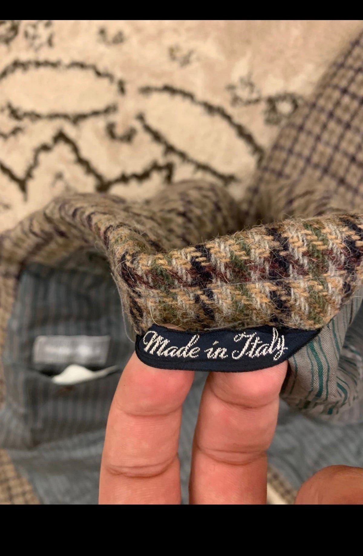 Vintage houndstooth Alpaca wool tweed classic brown hunting jacket blazer 42R