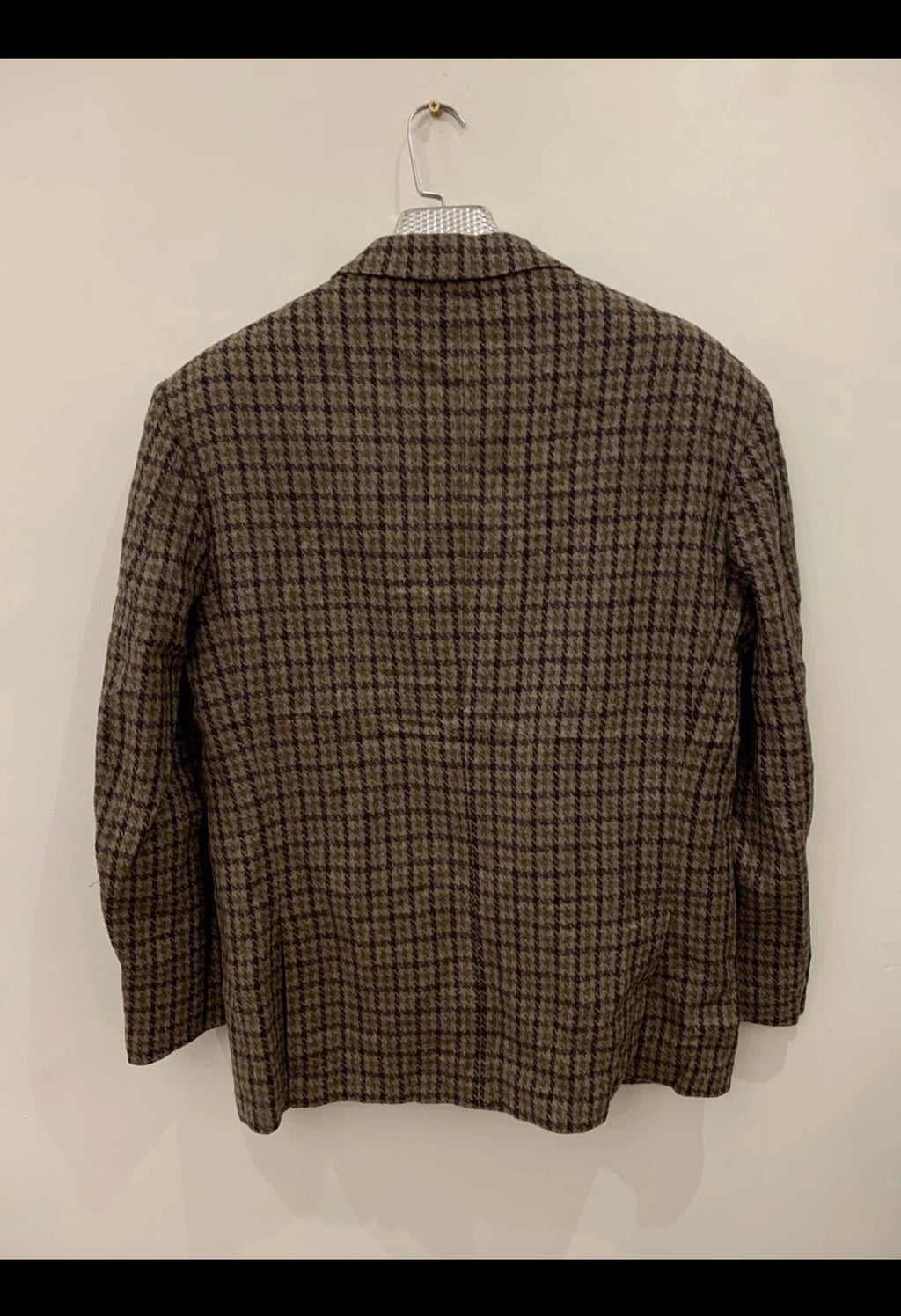 Vintage houndstooth Alpaca wool tweed classic brown hunting jacket blazer 42R