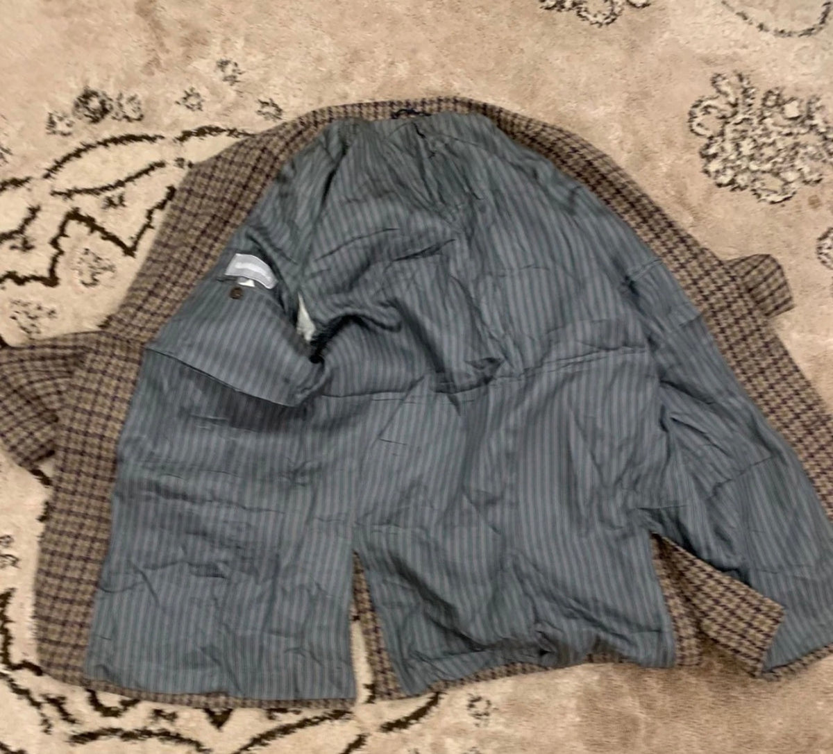 Vintage houndstooth Alpaca wool tweed classic brown hunting jacket blazer 42R