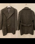 1970s Vintage Pure woollen Wool double breasted belted green over coat 42R