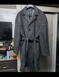 1970s Vintage wool mohair alpaca belted raglan charcoal over coat 50R 2XL