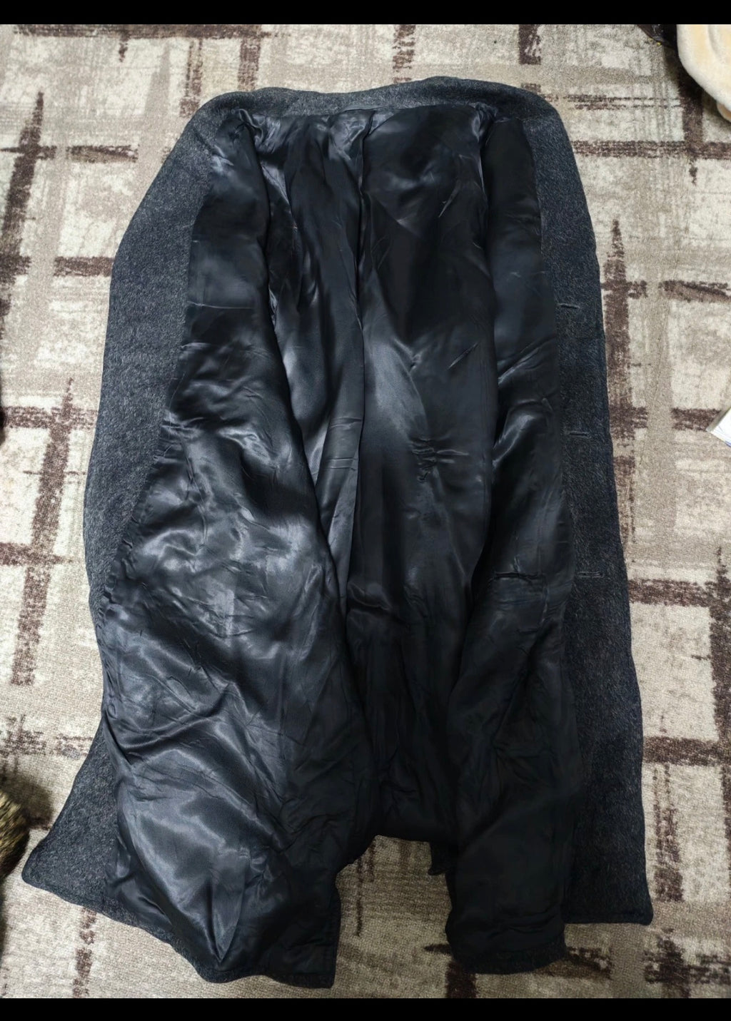 1970s Vintage wool mohair alpaca belted raglan charcoal over coat 50R 2XL