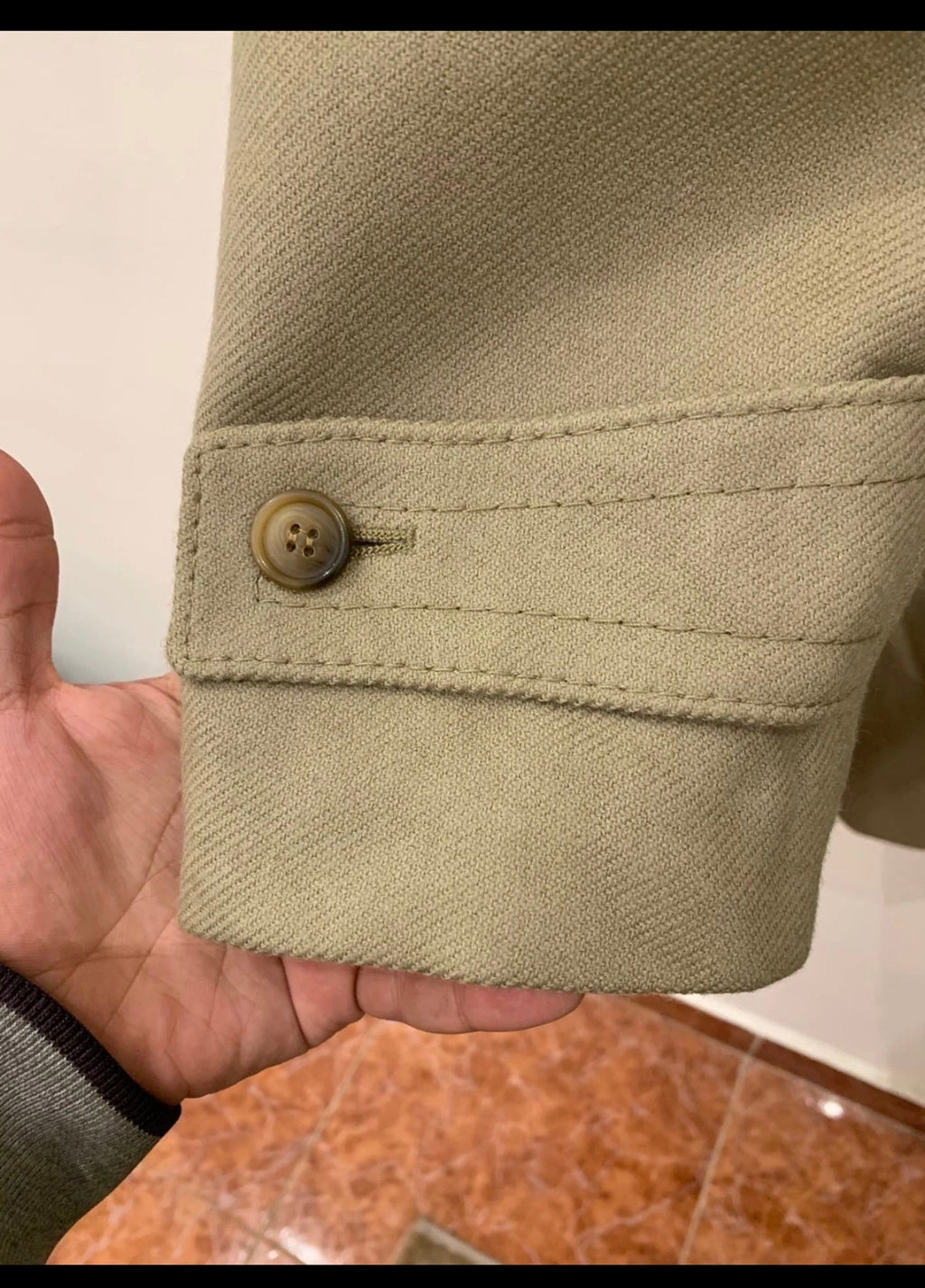Vintage wool blend classic beige double breasted over coat 48L 48R XL