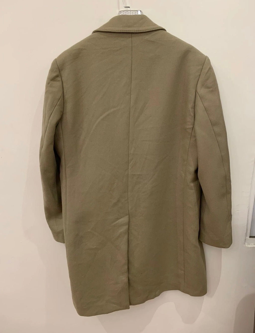 Vintage wool blend classic beige double breasted over coat 48L 48R XL