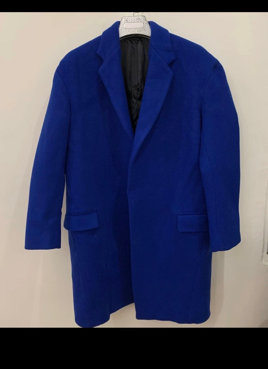 Classic style wool blended unique Azure blue top over coat 44R 44S