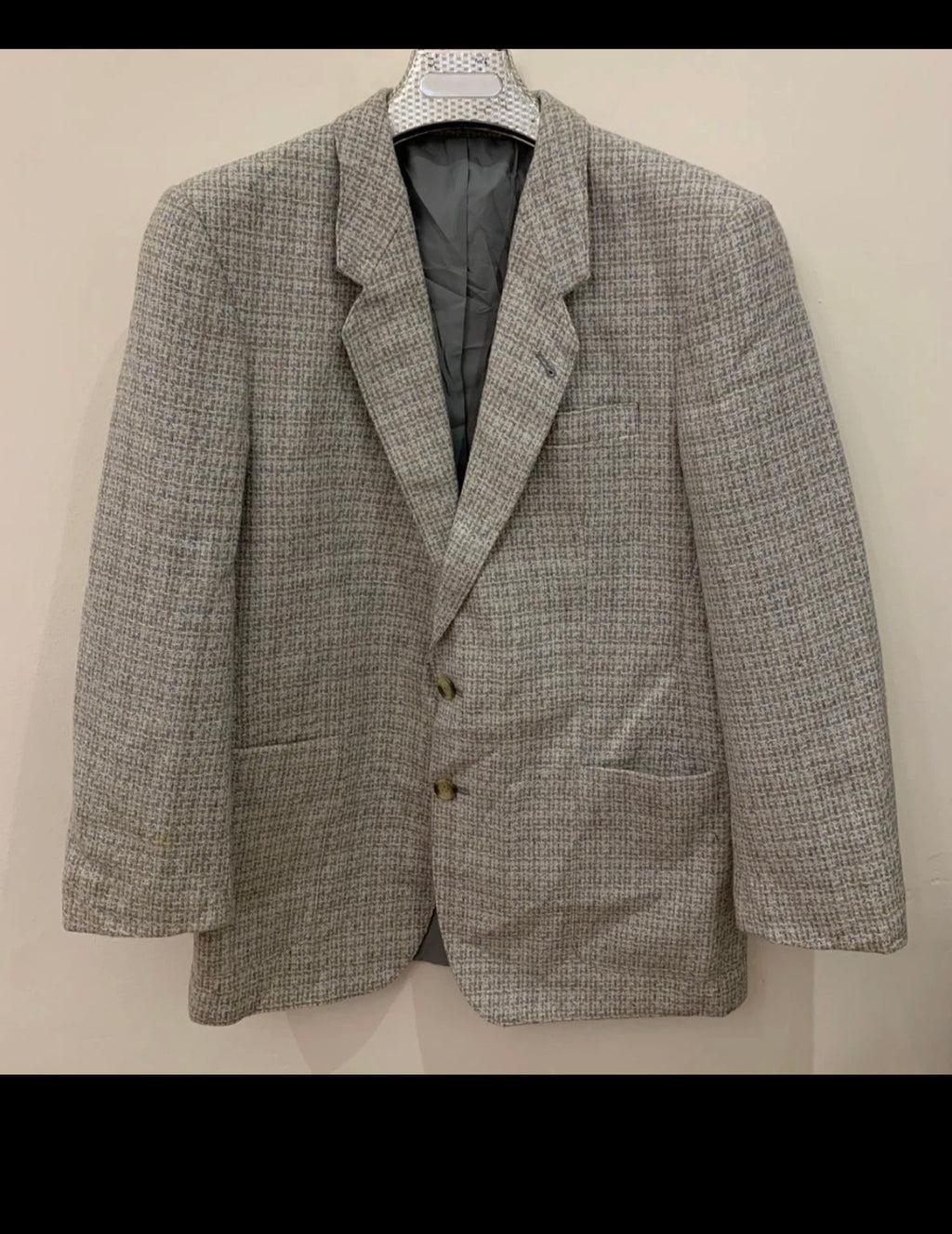 Vintage pure wool handwoven Tweed camouflage gray hunting jacket blazer 40R 40S