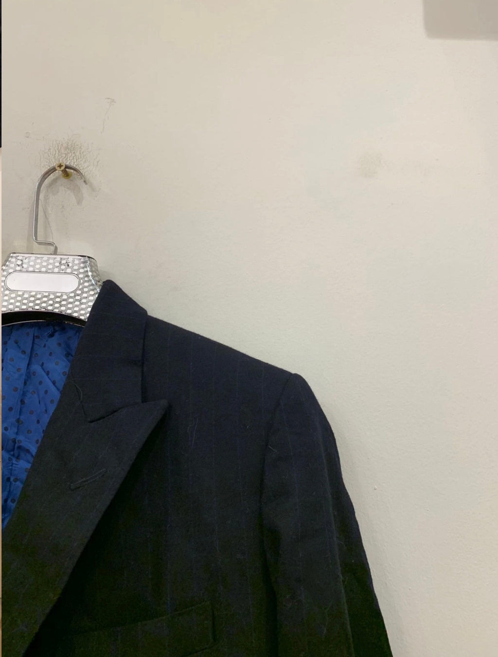 Classic pure wool double breasted navy classic striped jacket blazer 42R 42S