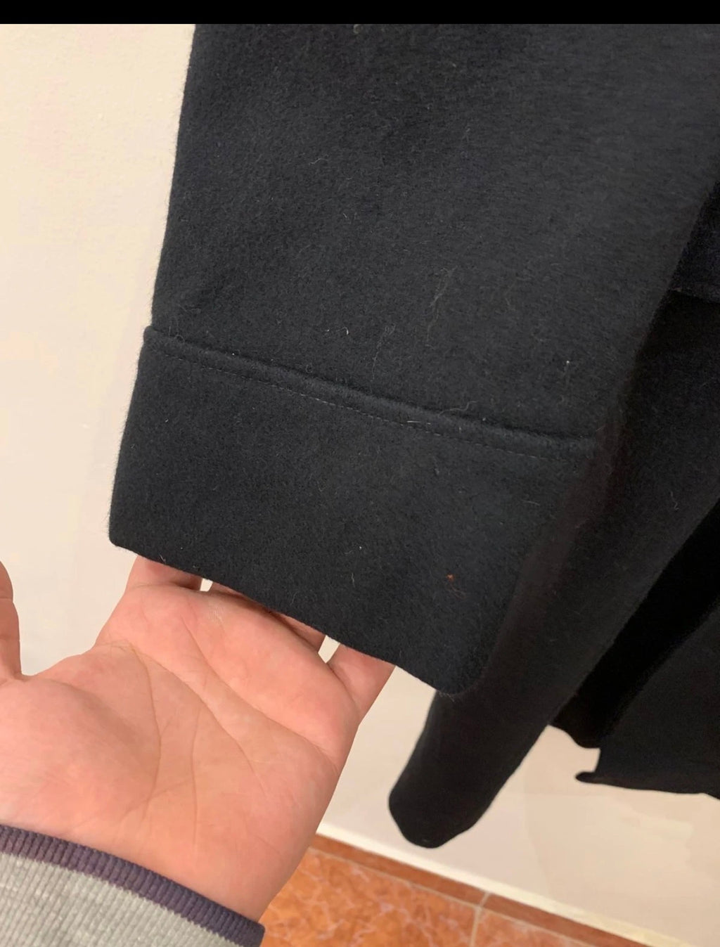 Vintage Woollen Wool double breasted black belted classic over coat 36R 36L
