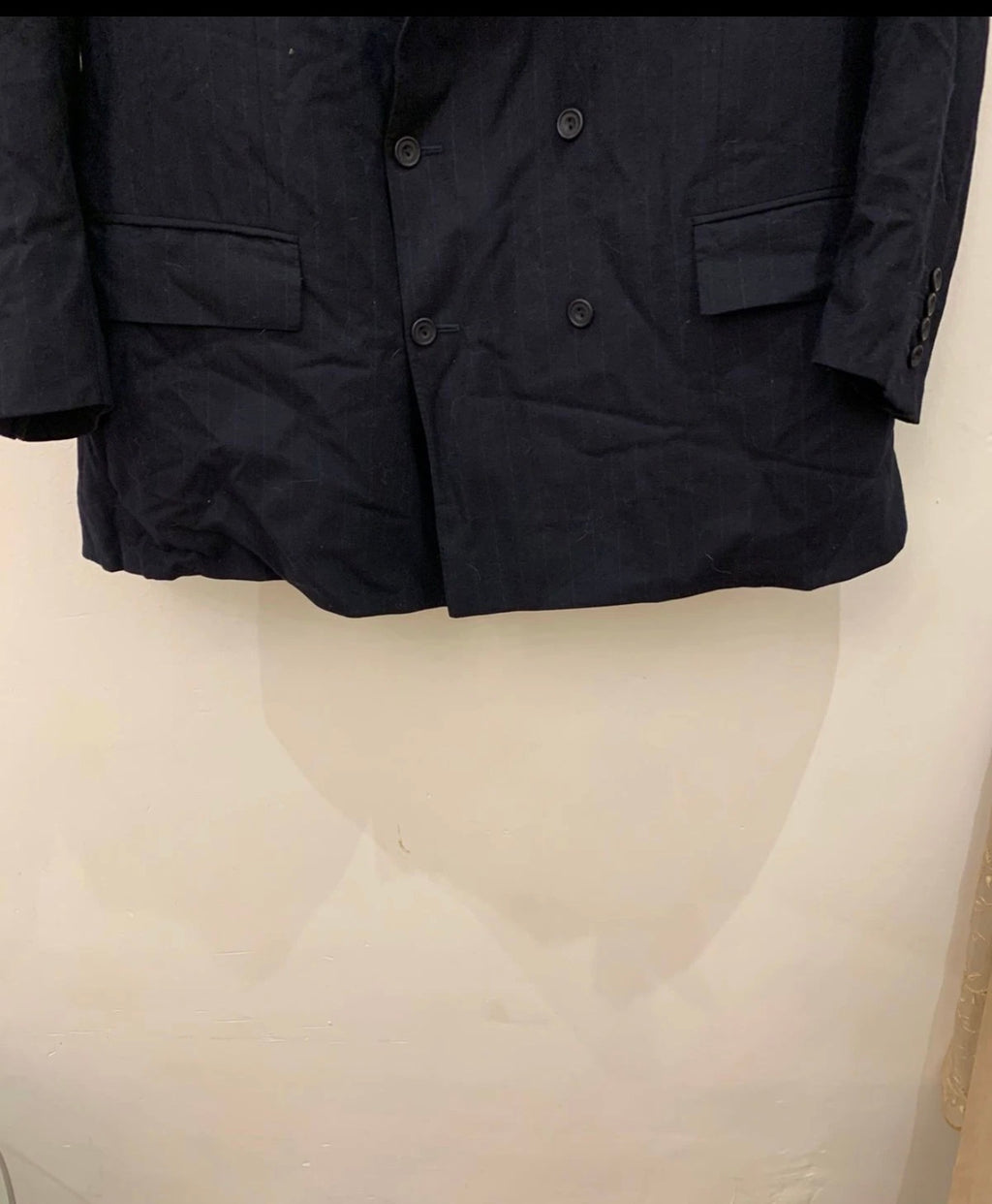 Classic pure wool double breasted navy classic striped jacket blazer 42R 42S