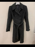Vintage Wool Mohair Alpaca double breasted belted charcoal over coat 36 S 6