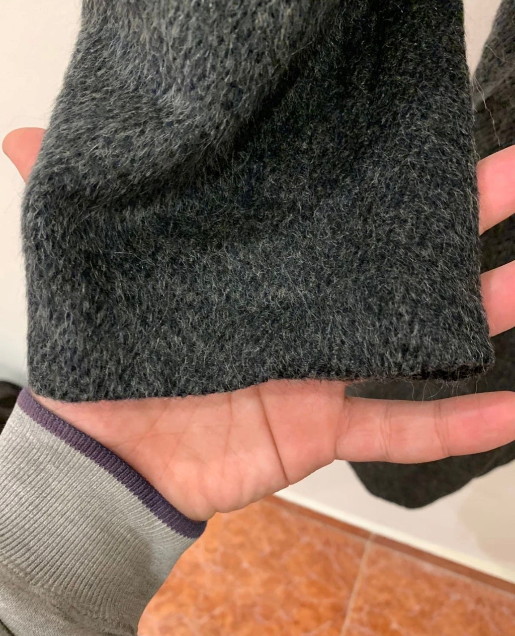 Vintage Wool Mohair Alpaca double breasted belted charcoal over coat 36 S 6