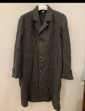 Vintage pure wool handwoven tweed camouflage charcoal raglan over coat 44R