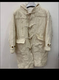 Unique wool blended classic beige hood toggle Duffle coat 42R 42S