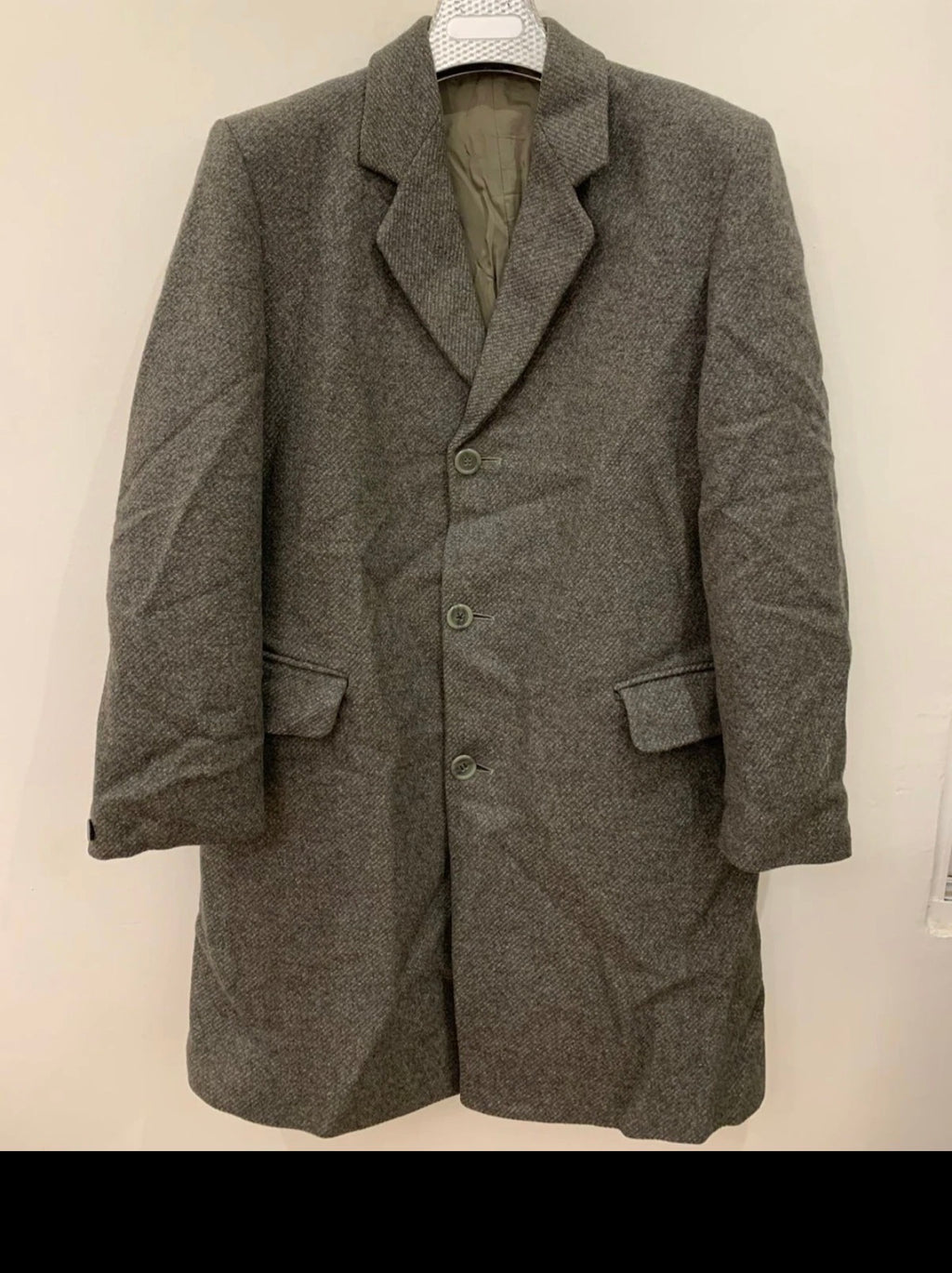 Vintage Dunn & Co pure wool handwoven Tweed classic green over coat 40R 38R