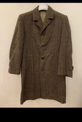1970s Vintage pure wool Tweed glen check classic Brown over coat 38R 38S
