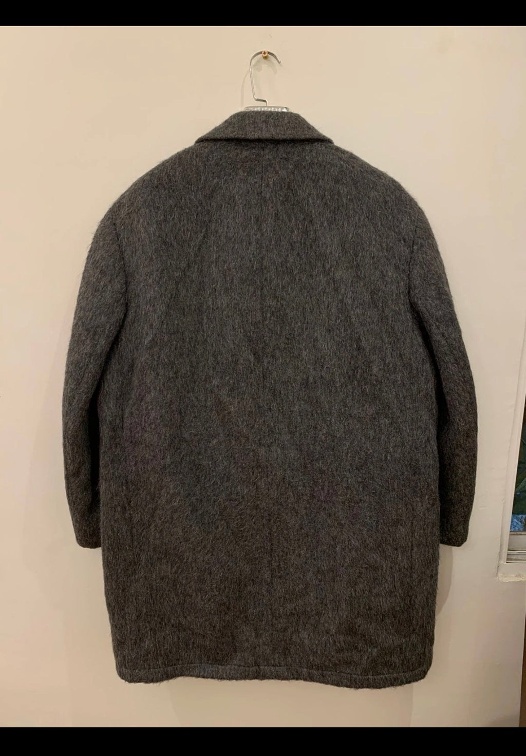 1970s vintage wool camel hair Mohair charcoal classic over coat 48R XL