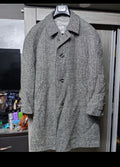 1970s vintage pure wool handwoven tweed camouflage raglan gray over coat 48R XL