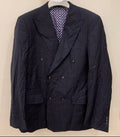 Classic Super 120s merino wool striped navy suit jacket blazer 42L