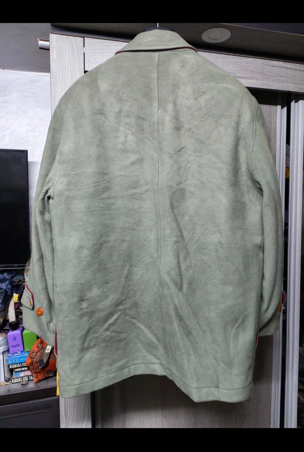 Vintage Wool Cashmere blend classic pistachio green over coat jacket 48R XL