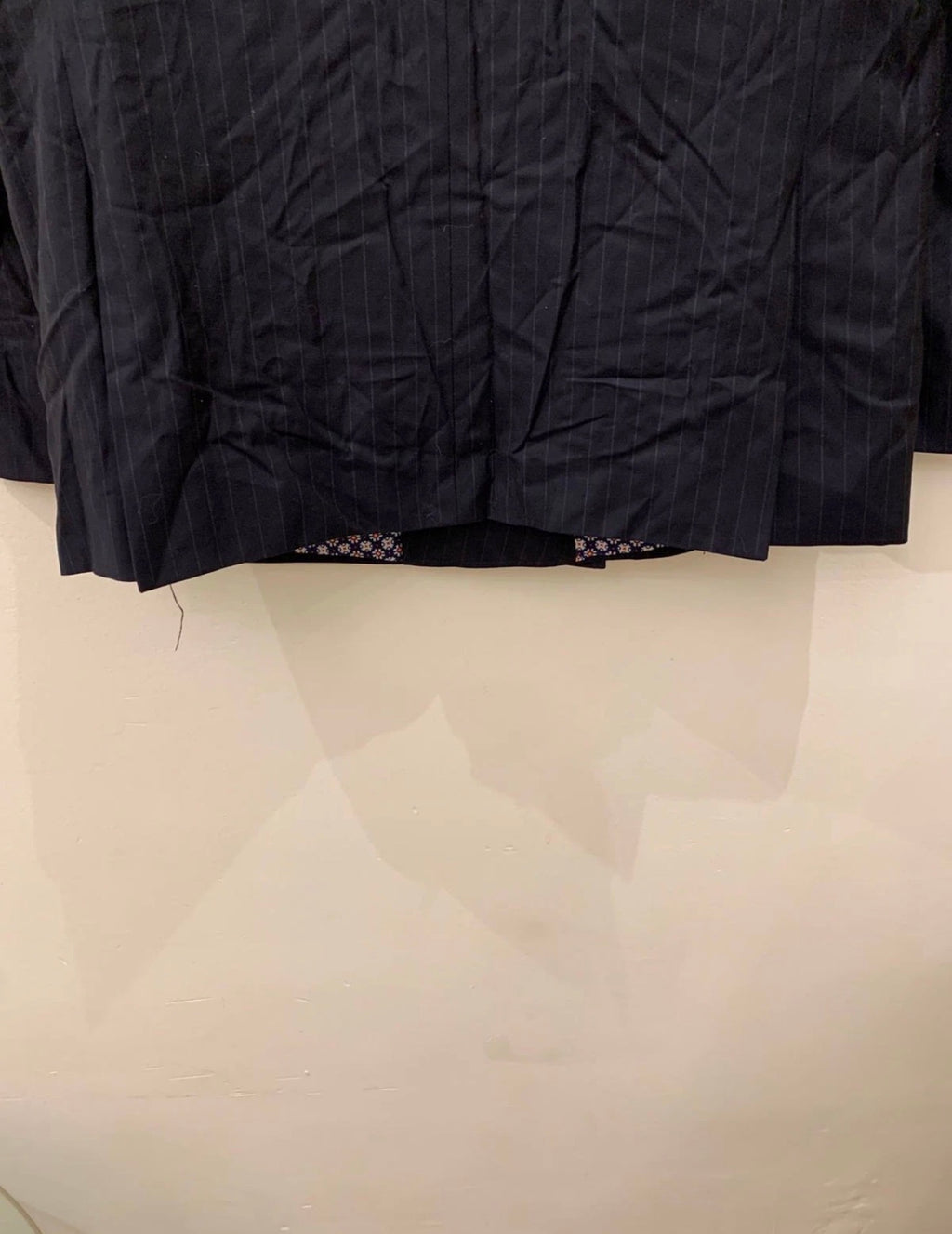 Classic Super 120s merino wool striped navy suit jacket blazer 42L