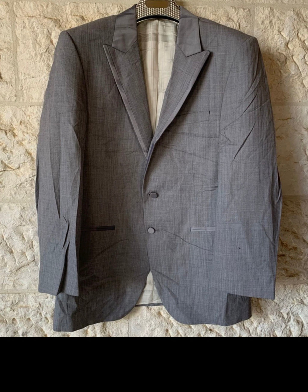 classic Super 100s worsted wool silver gray rowing Tuxedo jacket blazer 42R