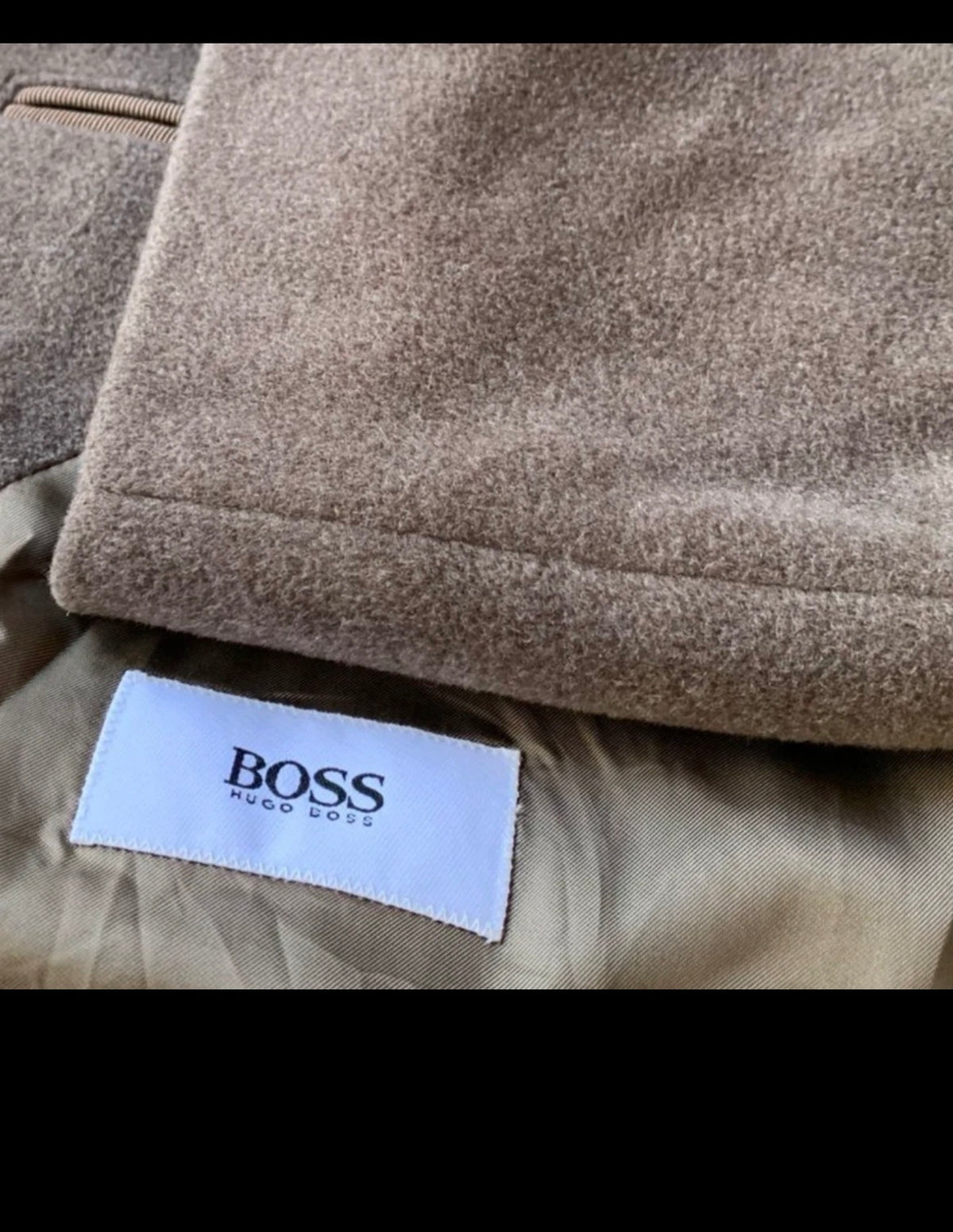 Vintage Hugo Boss classic pure Wool brown long over coat 50R 2XL