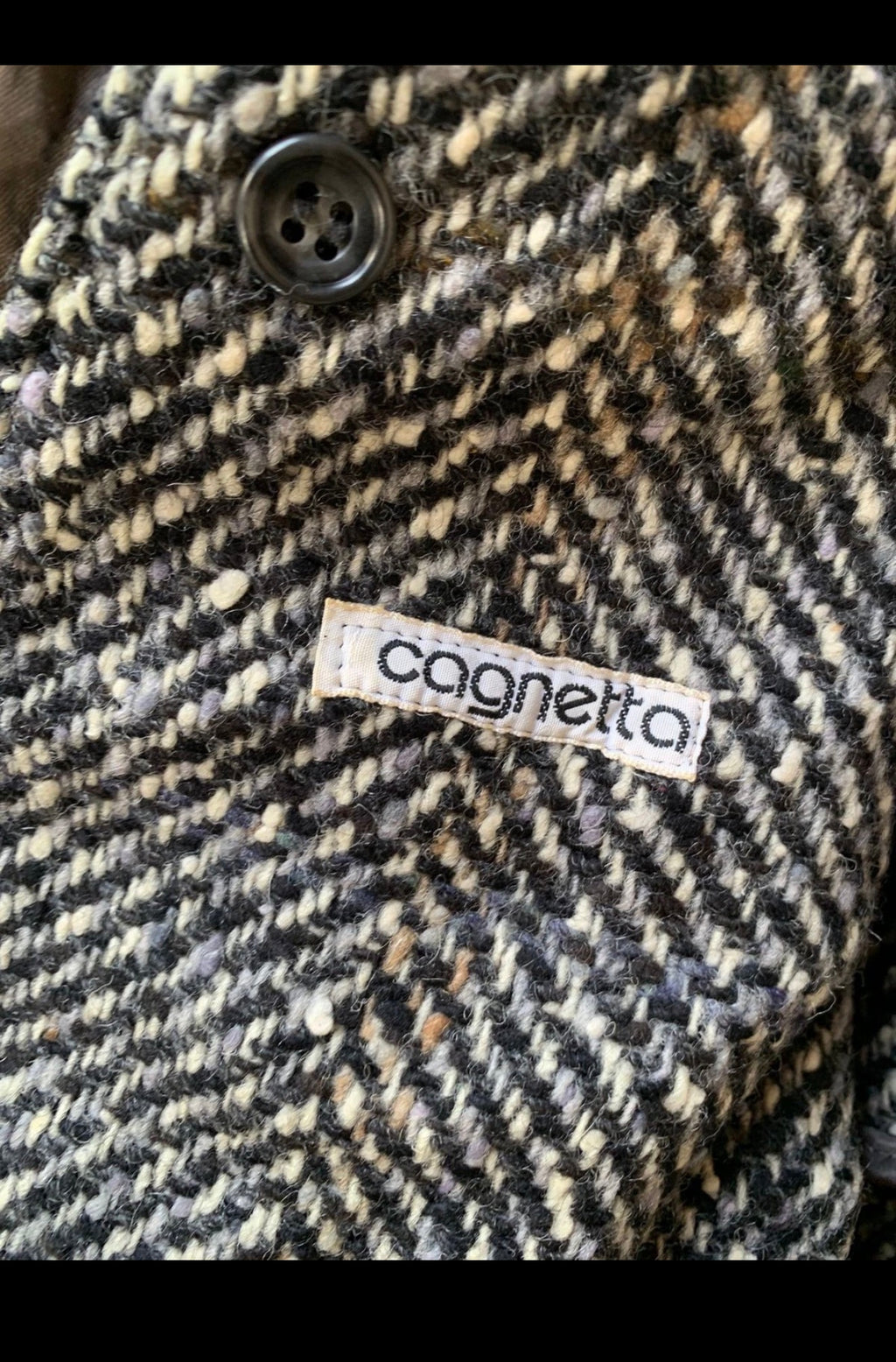Vintage pure wool handwoven tweed herringbone classic over coat 46R XL
