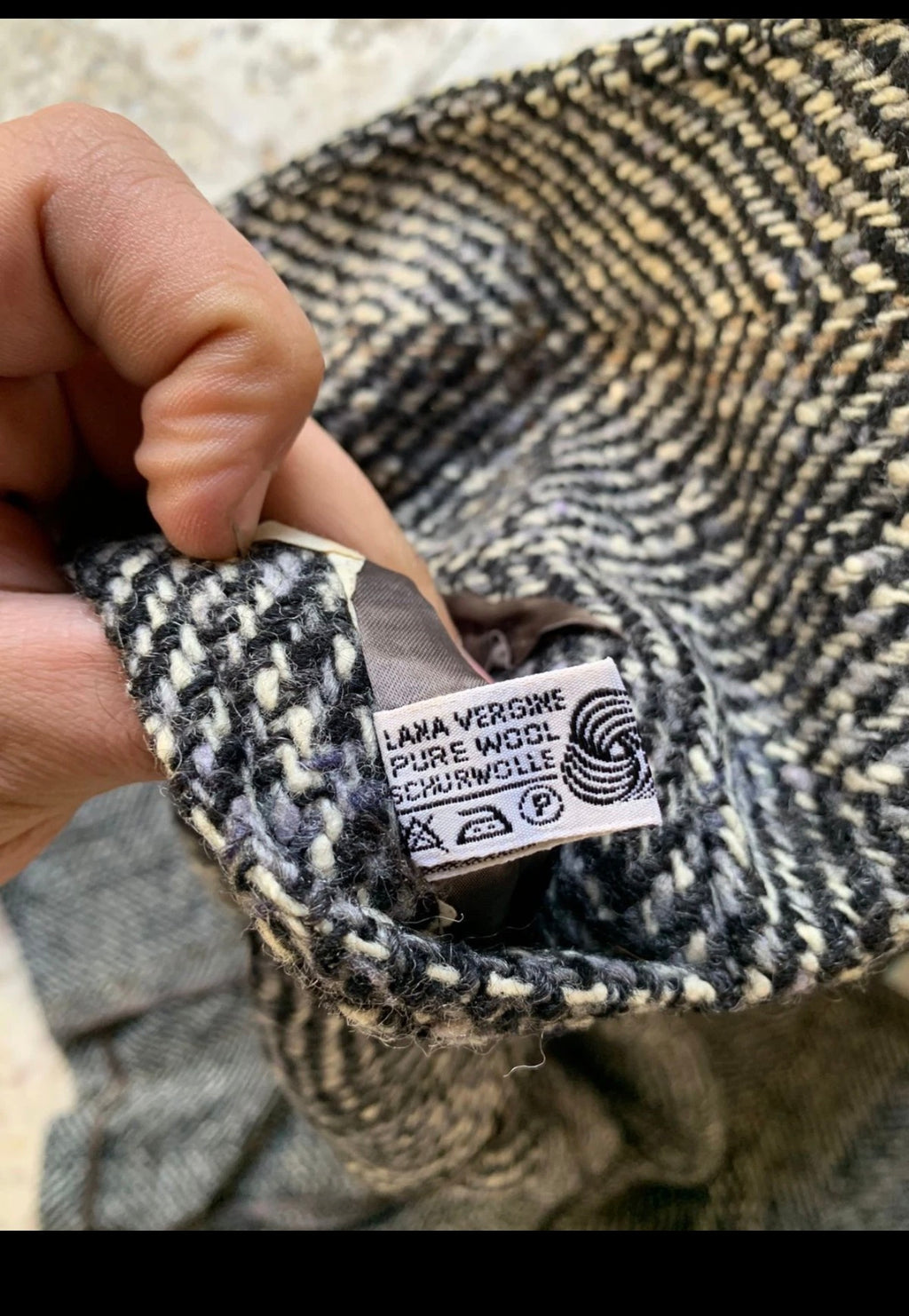 Vintage pure wool handwoven tweed herringbone classic over coat 46R XL