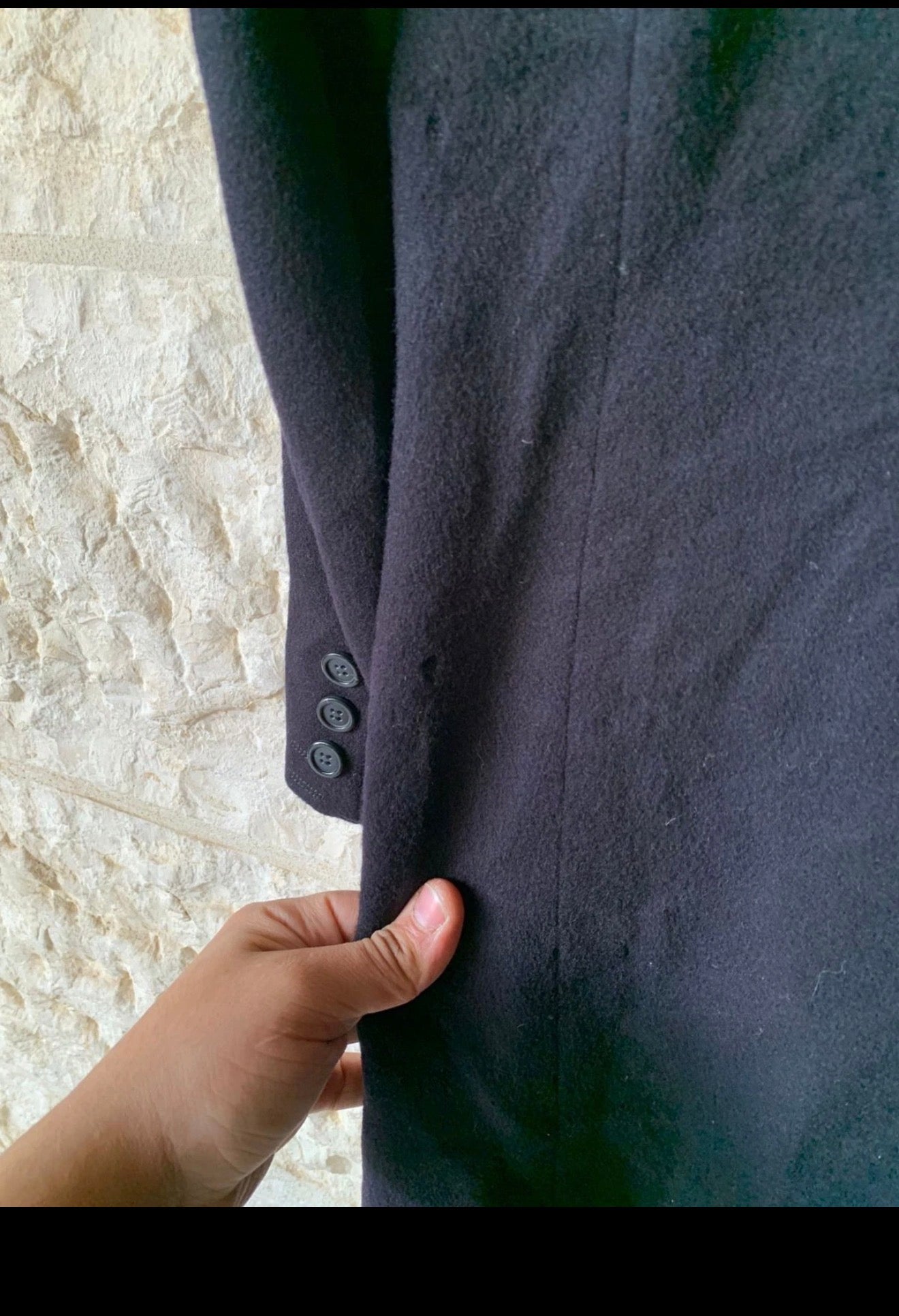 Vintage classic Pure Wool double breasted gangster Navy over coat 44R